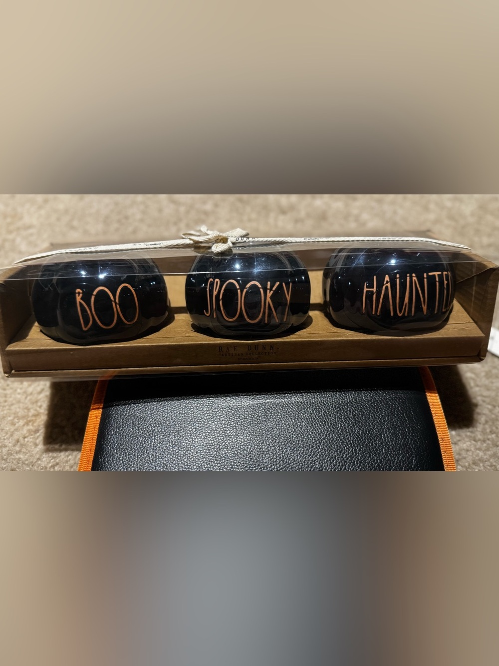 Rae Dunn - Set of 3 Black Pumpkin Tea Light Holders